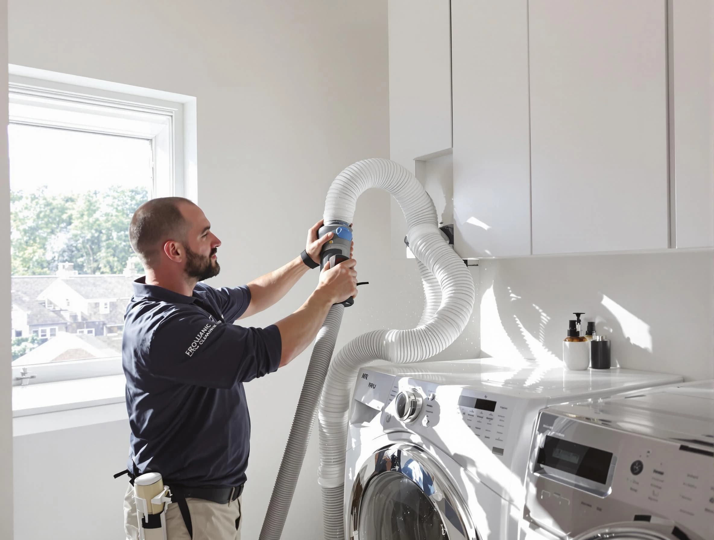 Certified Fullerton Dryer Vent Cleaning technician performing dryer vent cleaning in Fullerton